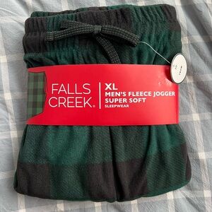 Falls Creek Men's Fleece Jogger - Dark Green and Black